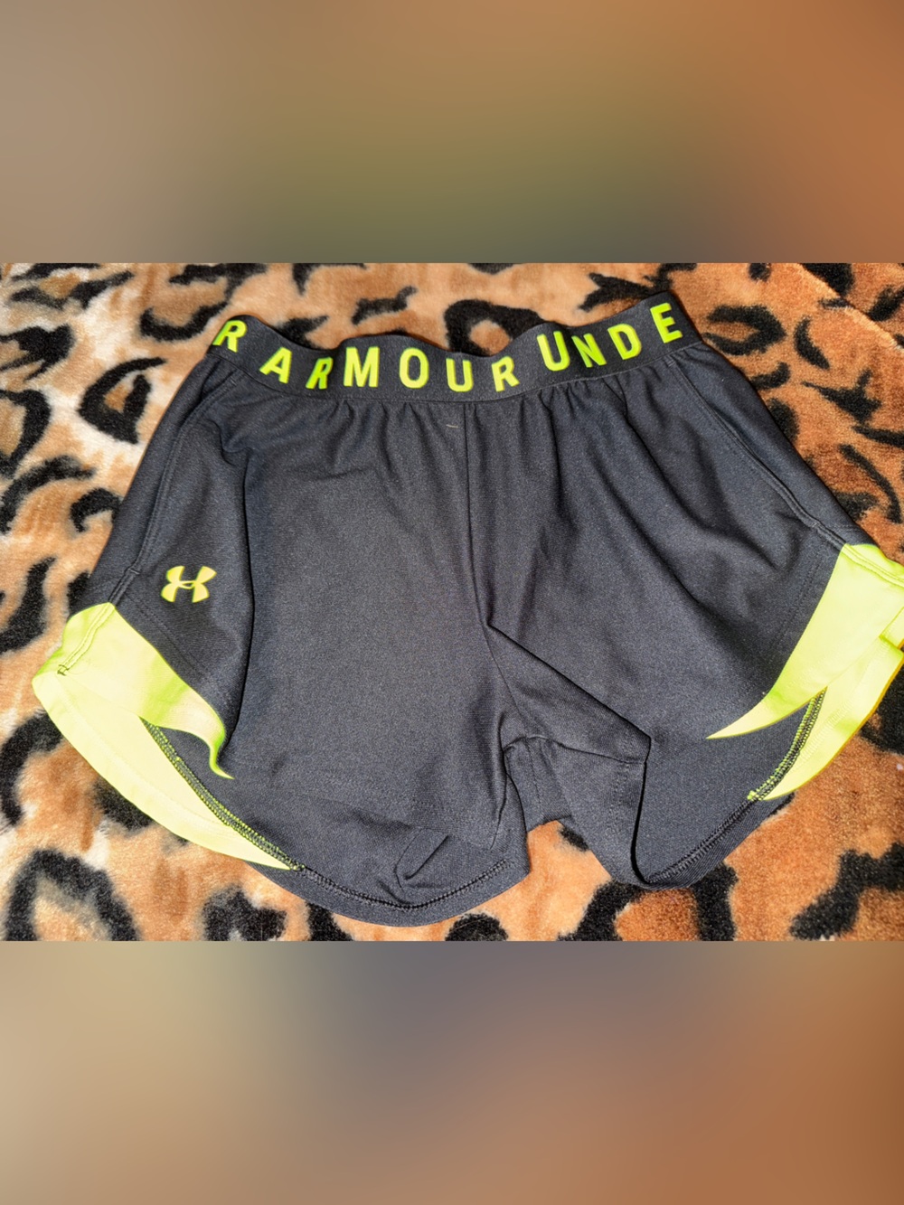 Under Armour Women’s Black Shorts with Neon Yellow Accents